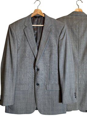 Joseph & Feiss Gold Plaid Wool Sport Coat Dinner Jacket Blazer Men's 40L Gray